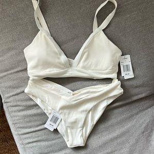 L*SPACE white ribbed bikini